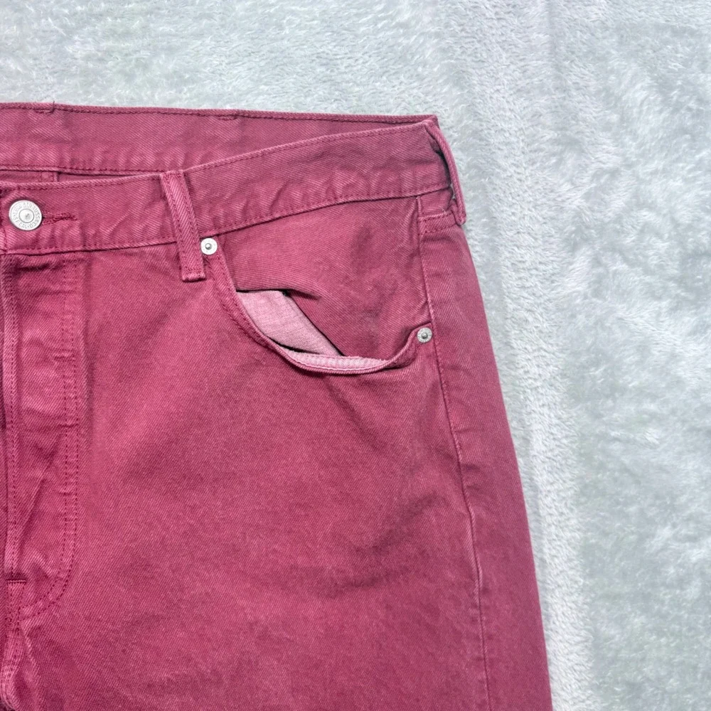 Levi's 501 Original Fit Mens 38x30 Pink Maroon Button Fly Straight Leg Jeans